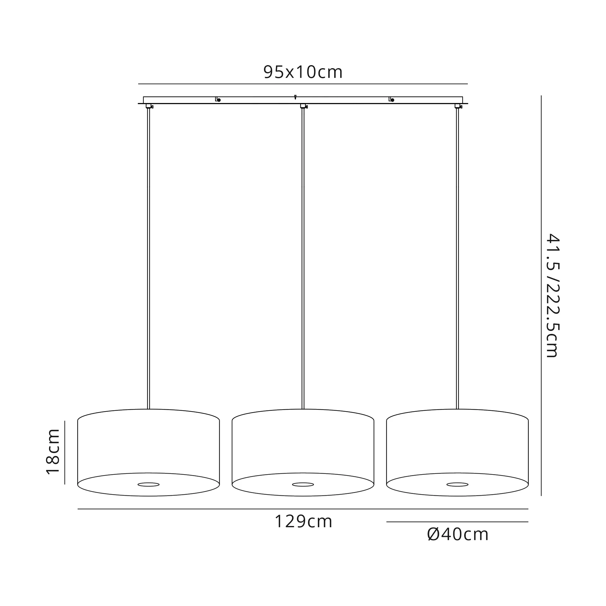 Baymont 40cm Shade 2m 3 Light Pendant Polished Chrome; Silver Leaf; Frosted Diffuser DK0804  Deco Baymont CH SL